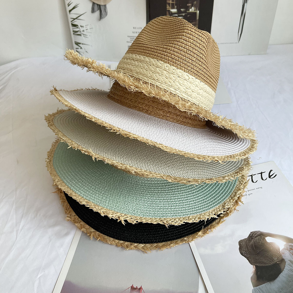 Fringed Brim Panama Hat Wide B - Bucket Hat Straw incelemesi ve fiyatı
