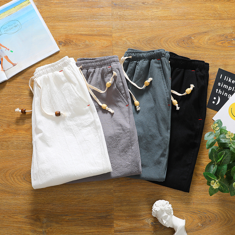 Brand men's summer fashion sol - Short Linen Drawstring incelemesi ve fiyatı