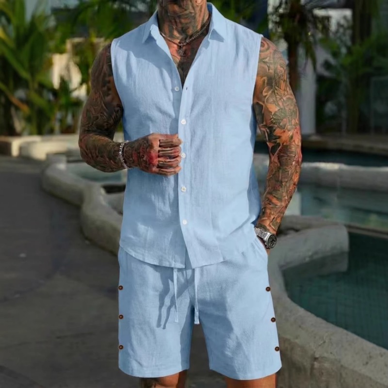 Men's 2 Piece Linen Textured S - Short Linen Drawstring incelemesi ve fiyatı