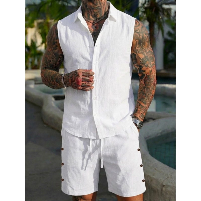 Men's 2 Piece Linen Textured S - Short Linen Drawstring incelemesi ve fiyatı