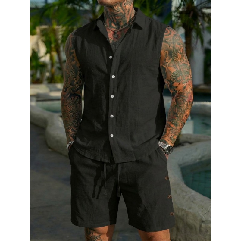 Men's 2 Piece Linen Textured S - Short Linen Drawstring incelemesi ve fiyatı
