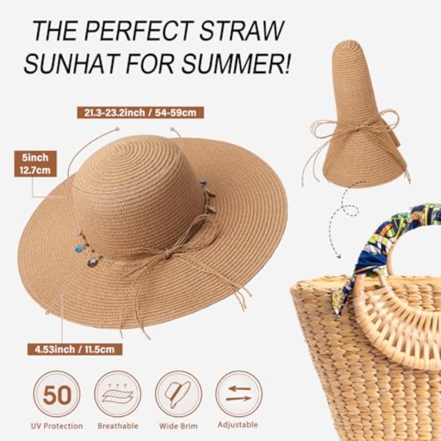 Trifabricy Beach Sun Straw Hat - Packable Hat Nylon incelemesi ve fiyatı