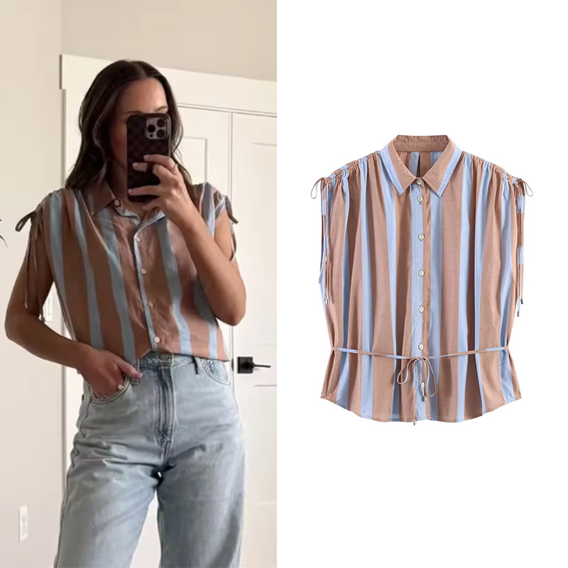 Women's Stripe Shirt 2026 New  - Shirt Camp Collar incelemesi ve fiyatı