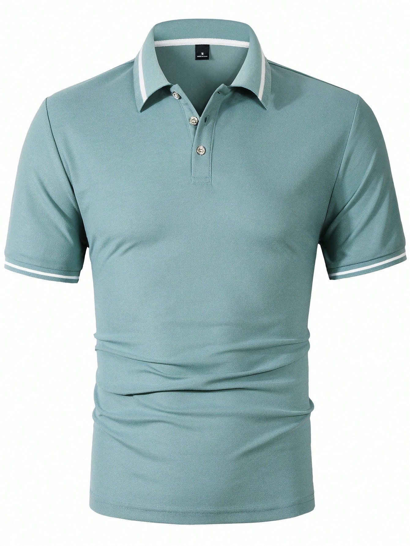 Men's Light Teal Short Sleeve  - Polo Shirt Pique incelemesi ve fiyatı