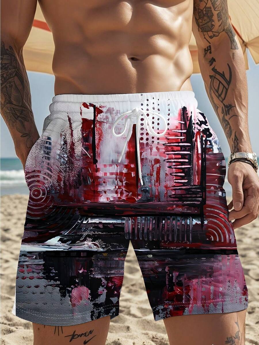 Mens Abstract Print Beach Shor - Swim Trunk Quick Dry incelemesi ve fiyatı