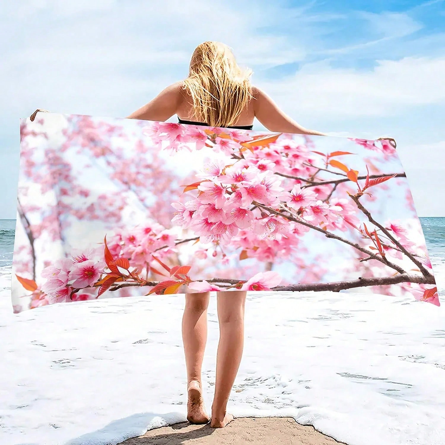 Pink Ry Bloms Sand Free Beach  - Beach Towel Large incelemesi ve fiyatı