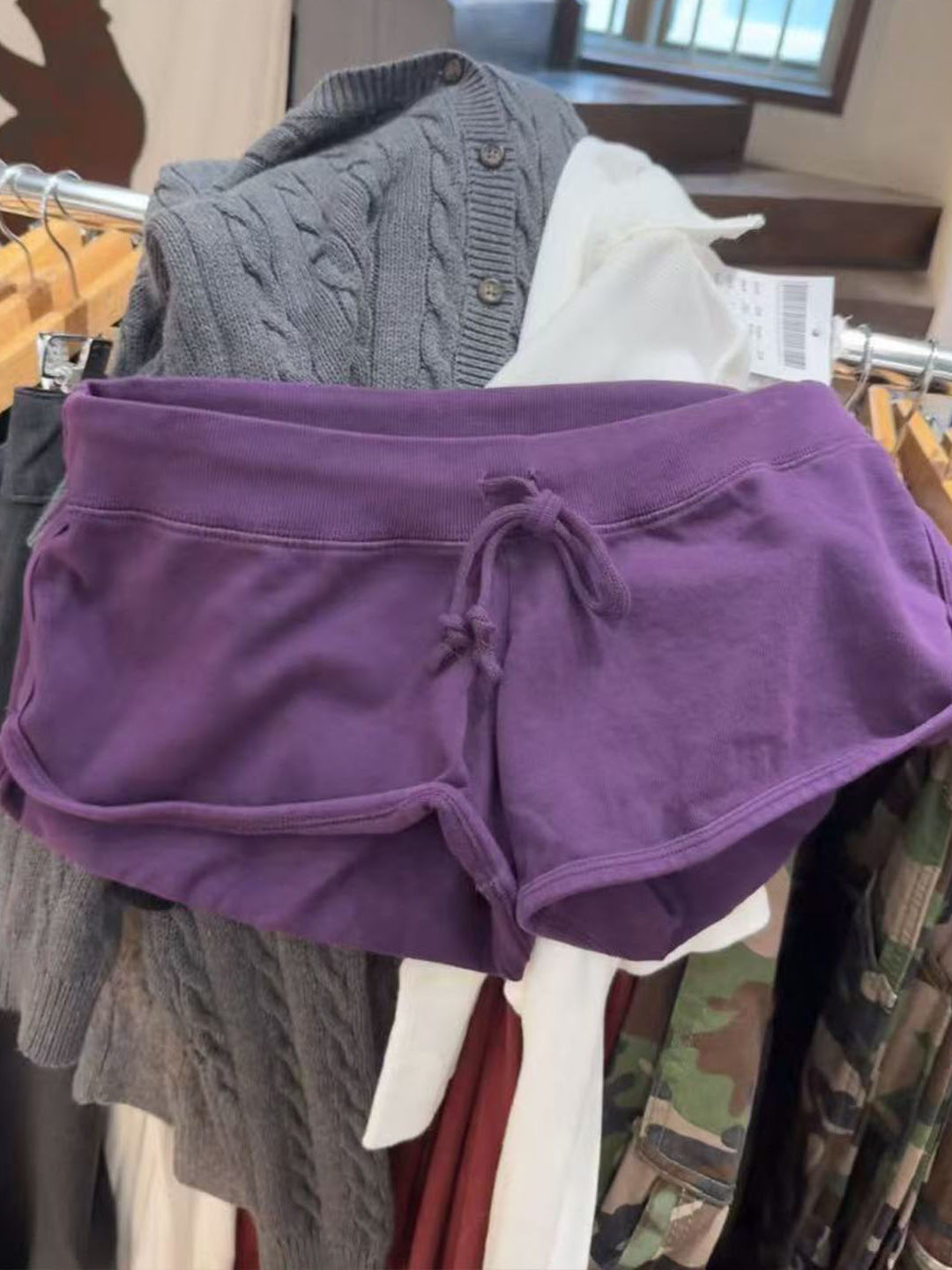 Purple Cotton Short Pant Women - Short Linen Drawstring incelemesi ve fiyatı