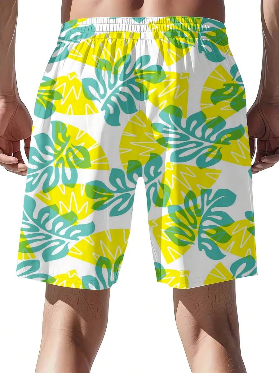 Mens Tropical Leaf Print Swim  - Swim Trunk Quick Dry incelemesi ve fiyatı