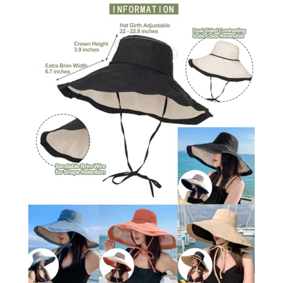 Extra Wide-Brim Sun Hats Women - Packable Hat Nylon incelemesi ve fiyatı