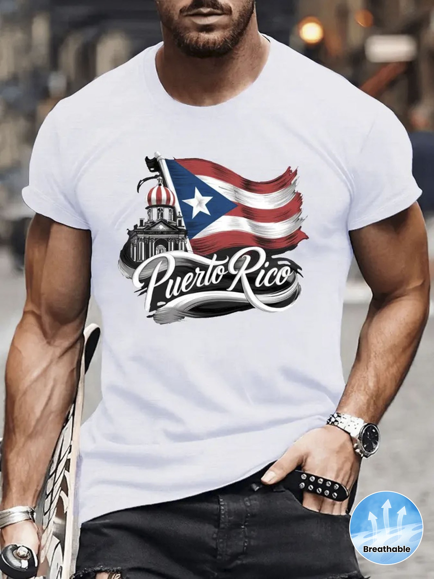  Pure Cotton Puerto Rico Flag  - Linen Shirt Breathable incelemesi ve fiyatı