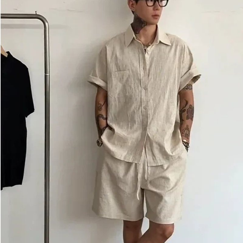 Mens Linen Cotton 2 Piece Set  - Linen Shirt Breathable incelemesi ve fiyatı
