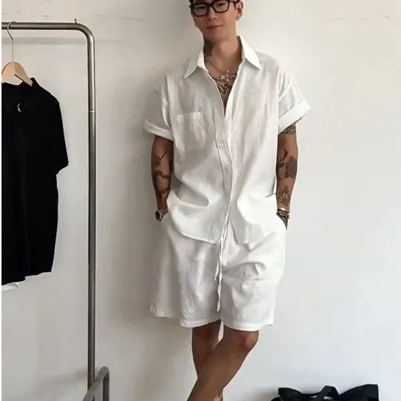 Mens Linen Cotton 2 Piece Set  - Linen Shirt Breathable incelemesi ve fiyatı