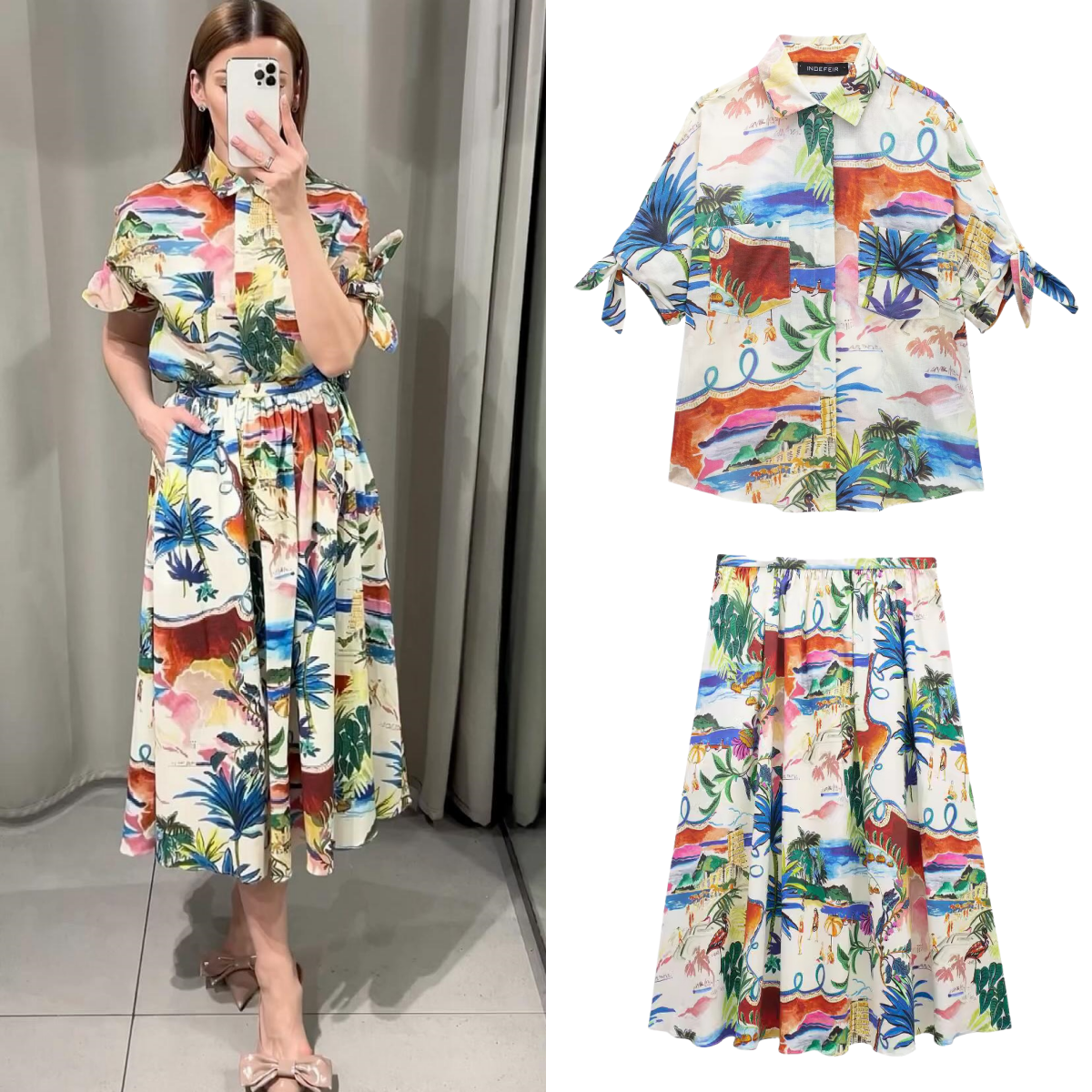 Chic Printed Lapel Single Brea - Resort Shirt Floral incelemesi ve fiyatı
