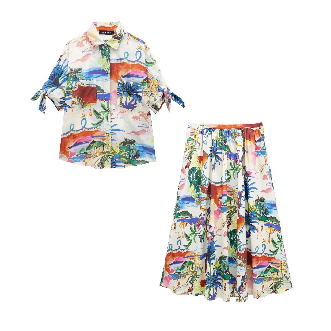 Chic Printed Lapel Single Brea - Resort Shirt Floral incelemesi ve fiyatı