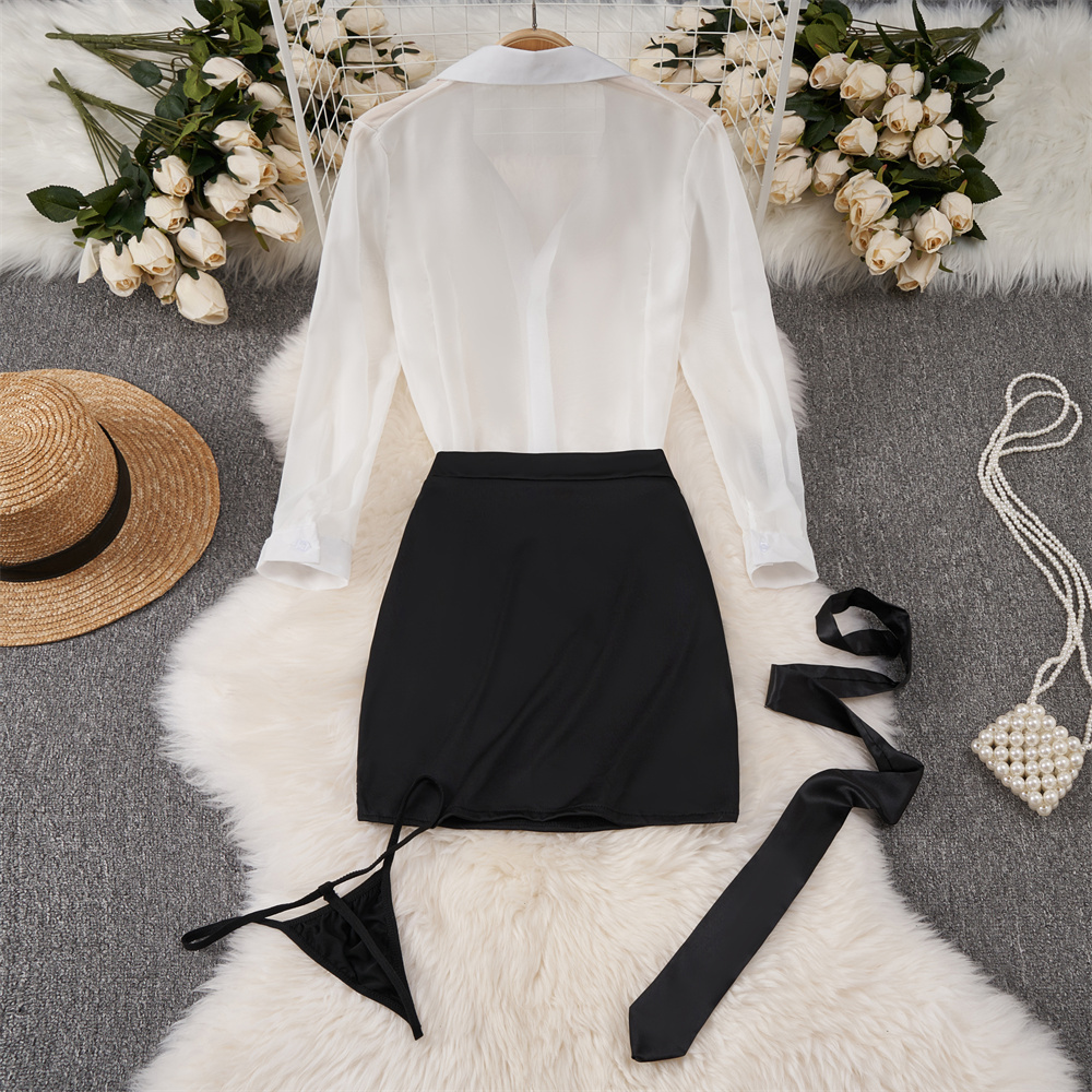Sexy Transparent Long Sleeve S - Shirt Camp Collar incelemesi ve fiyatı