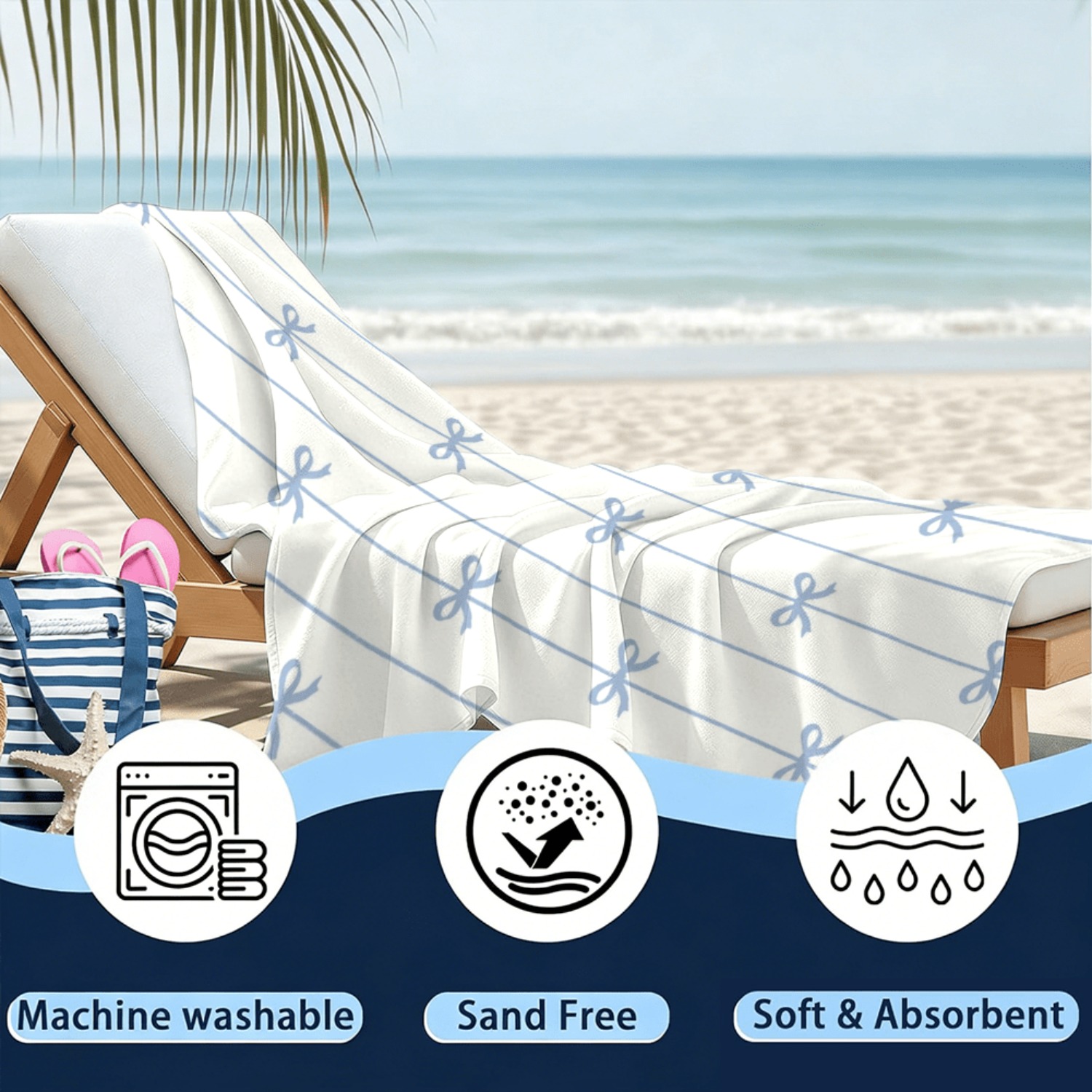 1pc Summer Beach Towel Blue Ri - Beach Towel Large incelemesi ve fiyatı