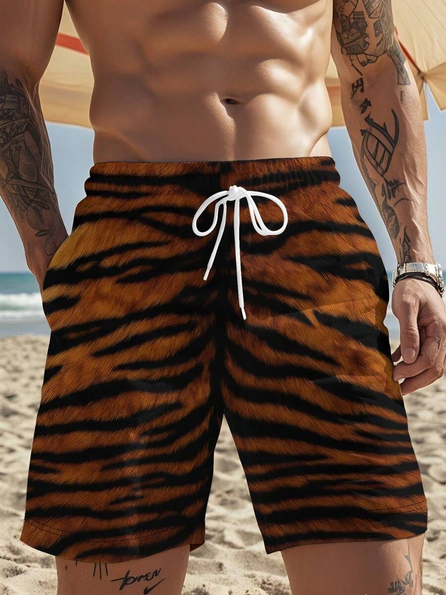Mens Tiger Print Beach Shorts  - Swim Trunk Quick Dry incelemesi ve fiyatı