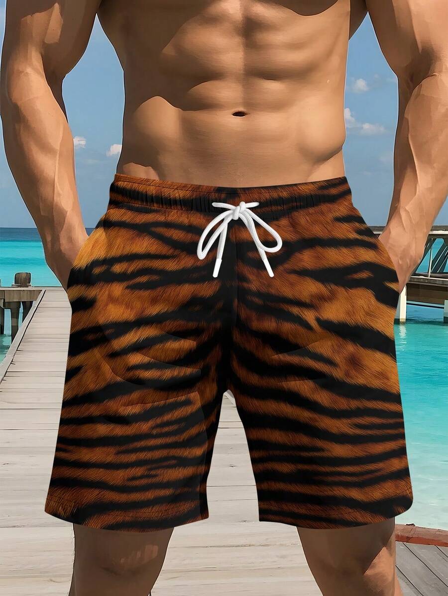 Mens Tiger Print Beach Shorts  - Swim Trunk Quick Dry incelemesi ve fiyatı