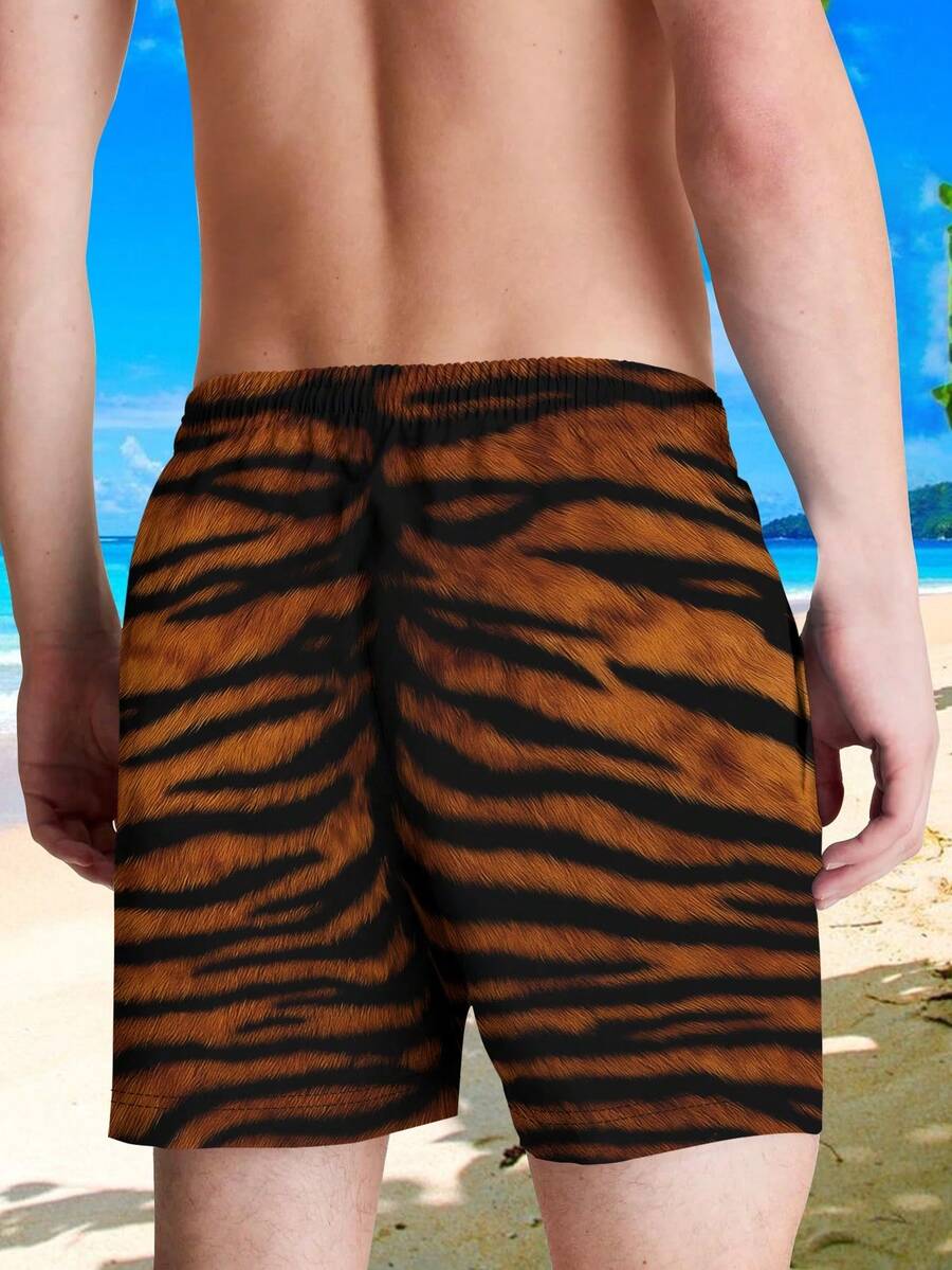 Mens Tiger Print Beach Shorts  - Swim Trunk Quick Dry incelemesi ve fiyatı