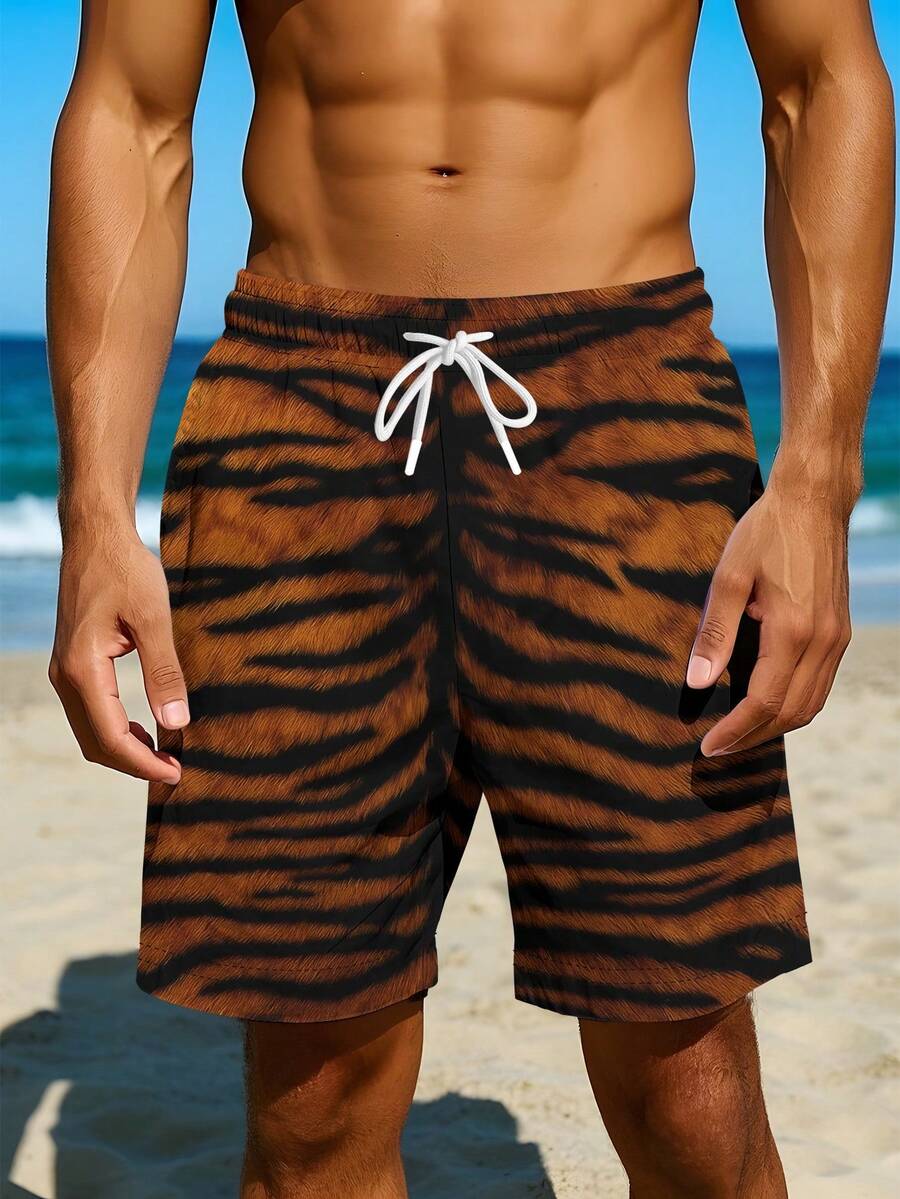 Mens Tiger Print Beach Shorts  - Swim Trunk Quick Dry incelemesi ve fiyatı