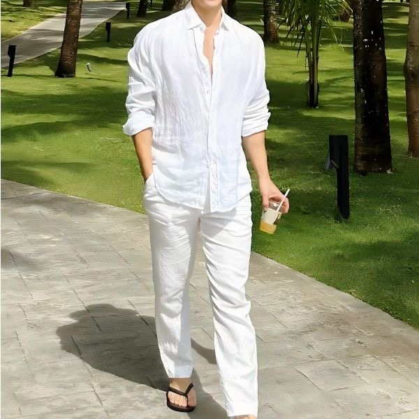 Beach Vacation Style Cotton Li - Linen Shirt Breathable incelemesi ve fiyatı