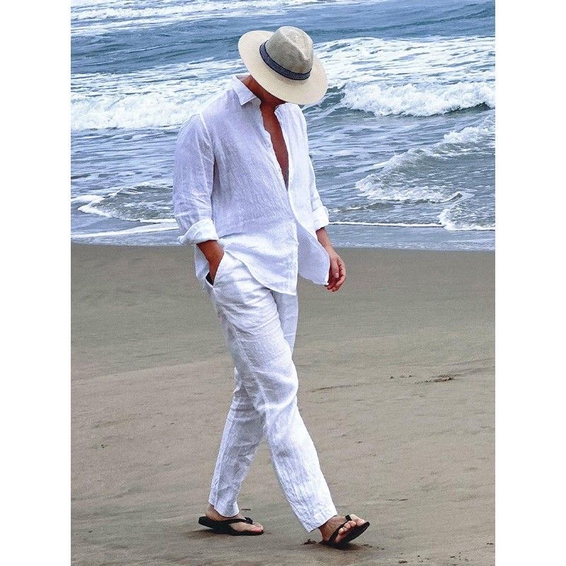 Beach Vacation Style Cotton Li - Linen Shirt Breathable incelemesi ve fiyatı