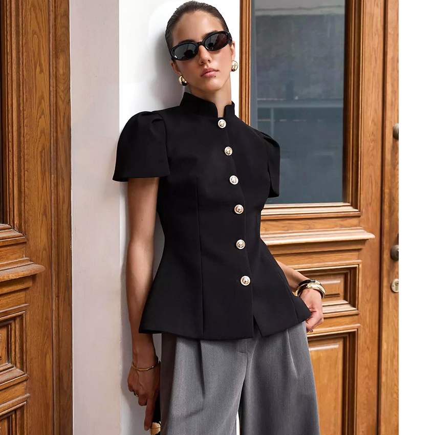Linad Vintage Black Short Puff - Shirt Camp Collar incelemesi ve fiyatı