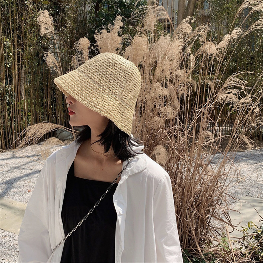Hot Women's Fashion Summer Cap - Bucket Hat Straw incelemesi ve fiyatı