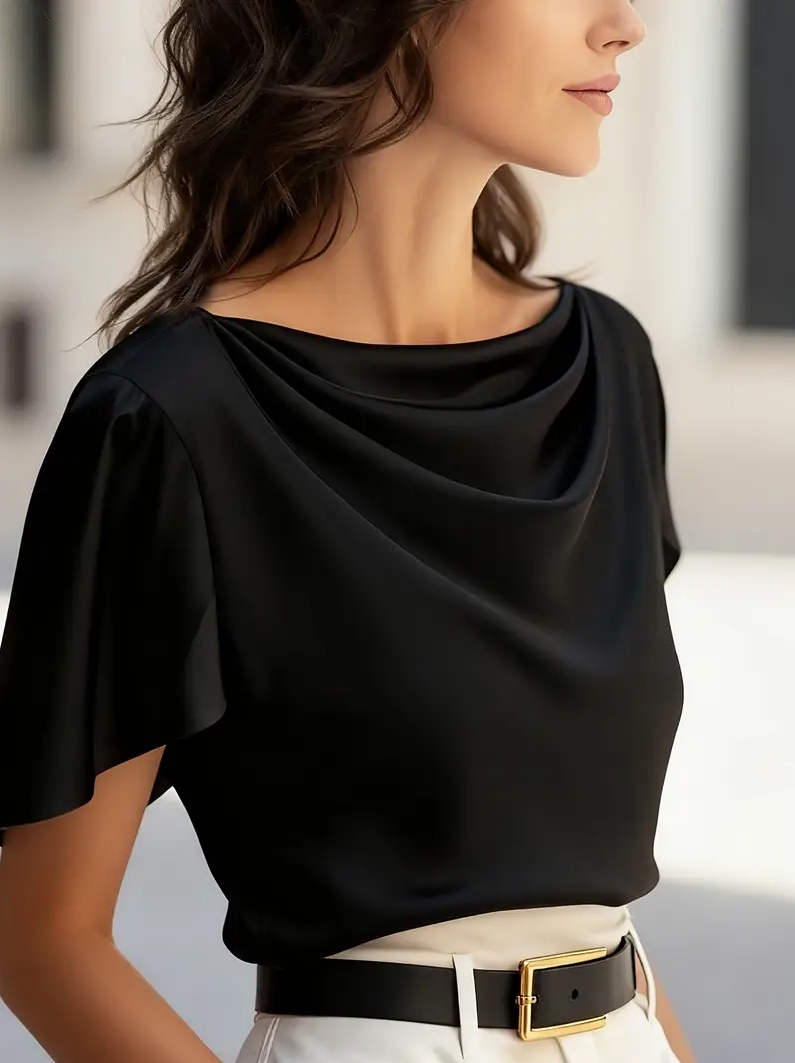 Elegant Draped Collar Butterfl - Shirt Camp Collar incelemesi ve fiyatı