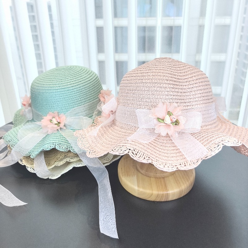 Girls 2pcs Straw Hat Solid Col - Bucket Hat Straw incelemesi ve fiyatı