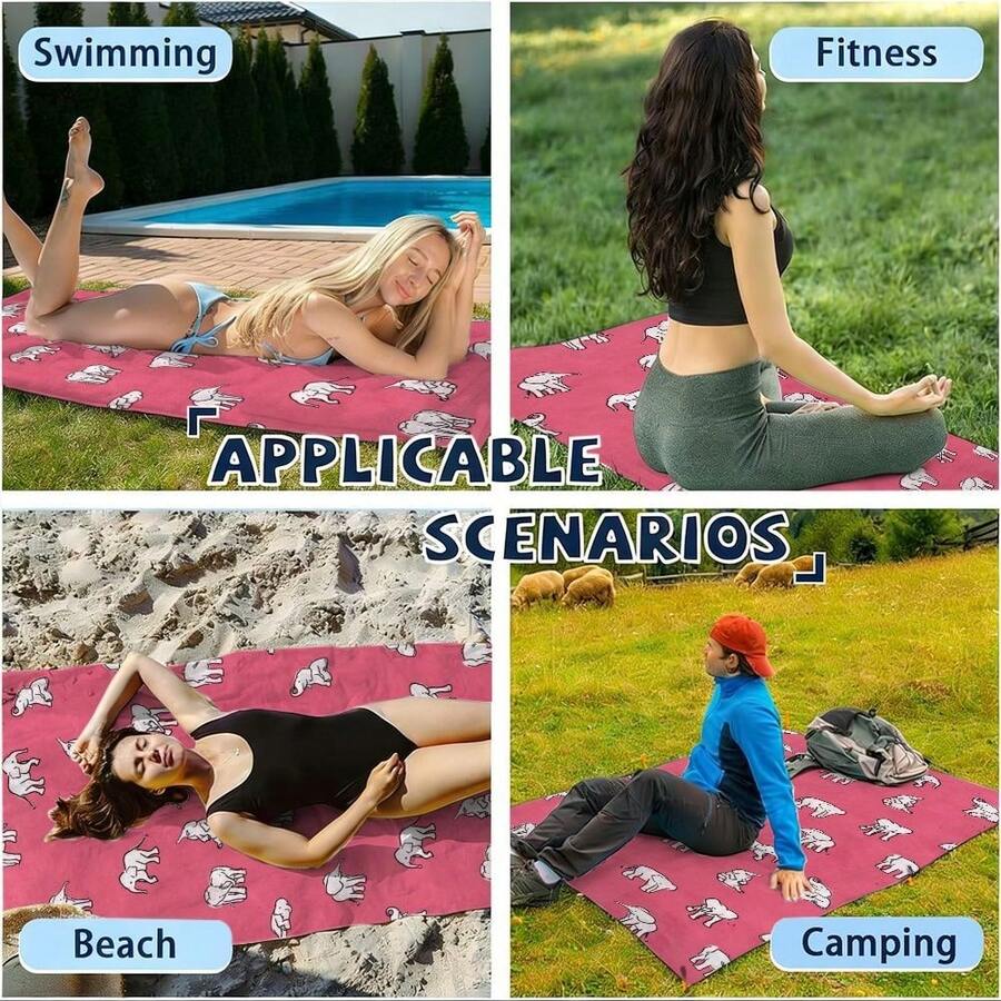 Elephant Pattern, Pink Backgro - Beach Towel Large incelemesi ve fiyatı