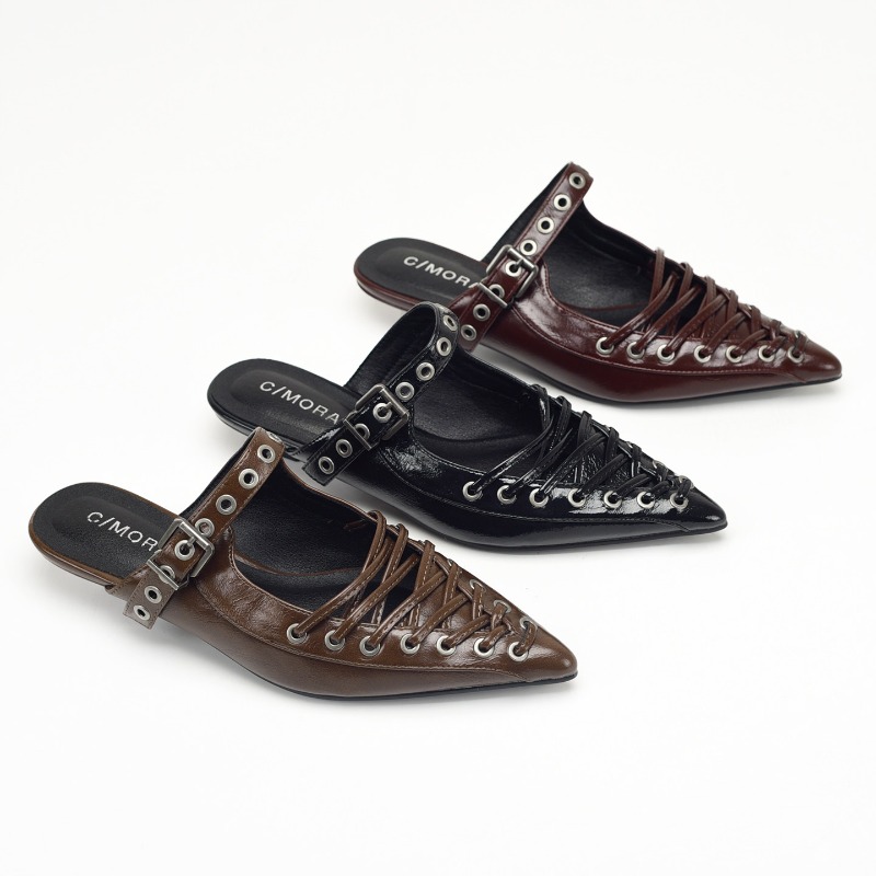 Pointed Toe Lace Up Women Slip - Casual Sandal Leather incelemesi ve fiyatı